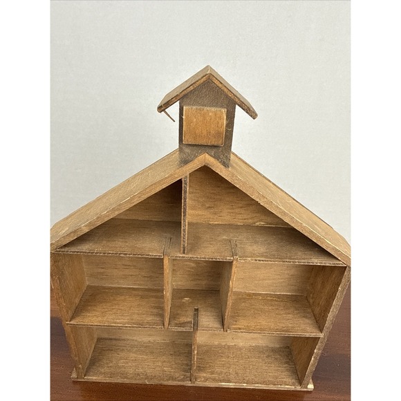 Vintage Wood Trinket Shelf House Shaped Wooden Knick Knack Small Display 8.5" - Picture 2 of 6